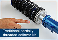 Traditional partially
threaded coilover kit